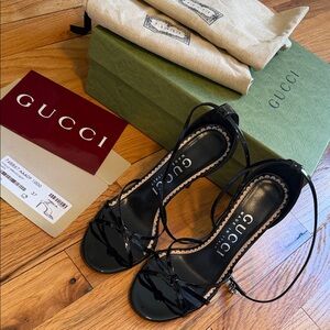 Gucci Black Strappy Heels